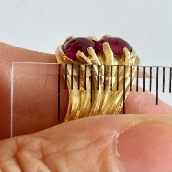 JAMES AVERY - SOLID 14K WIDE SWIRL RING WITH RUBY CABOCHONS - SIZE 6.5 - Picture 15 of 16